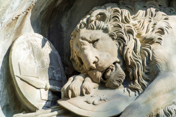 istock Famous Lion Monument (1820) by Bertel Thorvaldsen, Lucerne, Switzerland 1223563442