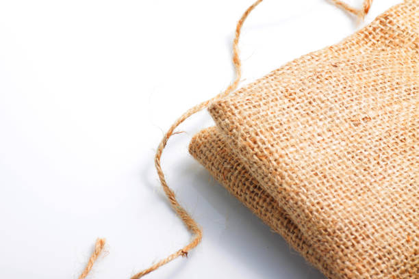 Close up shot of jute fabric that usually using for decoration