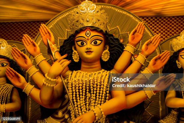 Durga Idol Image During Durga Puja Festival In Kolkata Stock Photo -  Download Image Now - iStock