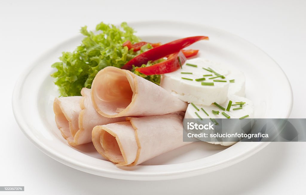 turkey ham fresh and healthy dish turkey ham with cheese and salad Chopped Food Stock Photo