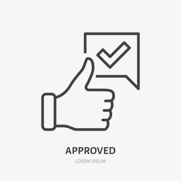 Thumb up line icon, vector pictogram of approve. Best choice illustration, sign for vote Thumb up line icon, vector pictogram of approve. Best choice illustration, sign for vote. thumbs up stock illustrations