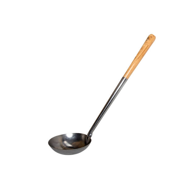 istock Metal kitchen soup ladle isolated on white background 1223578178