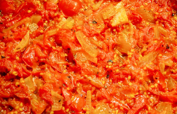 istock Freshly cooked tomato sauce in the pan. 1223580208