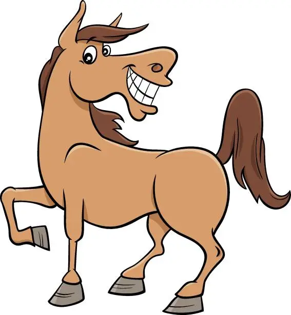 Vector illustration of cartoon horse farm animal character