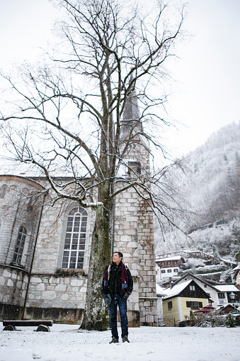 asian traveler enjoy the winter season
