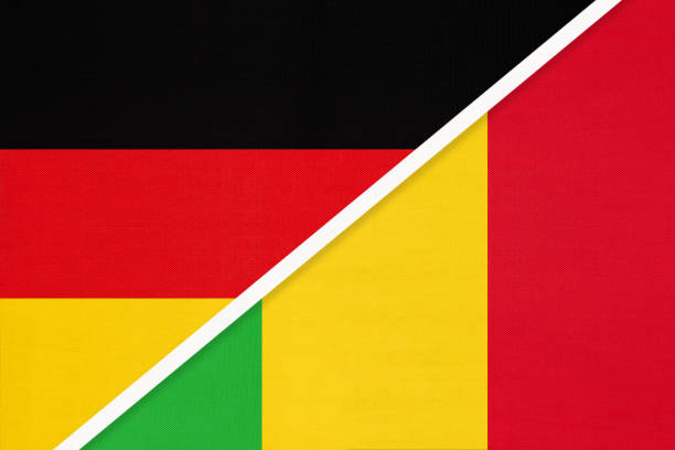 istock Germany vs Mali, symbol of two national flags. Relationship between European and African countries. 1223584778