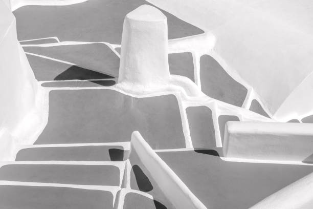 White and Gray Steps in Sunny Weather in Santorini