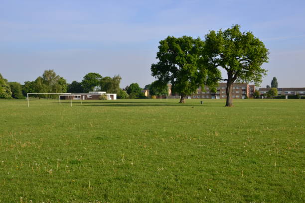 istock large playing field in Horley, Surrey in Springtime. 1223589005