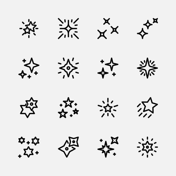 ilustrações, clipart, desenhos animados e ícones de ícone de estrelas brilhantes e cintilantes - galáxia starburst