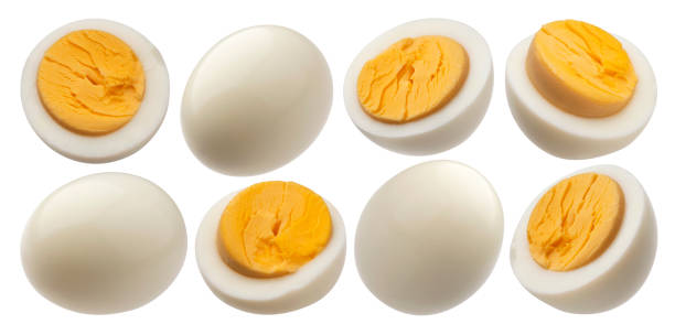 istock Hard boiled chicken eggs isolated on white background 1223592724