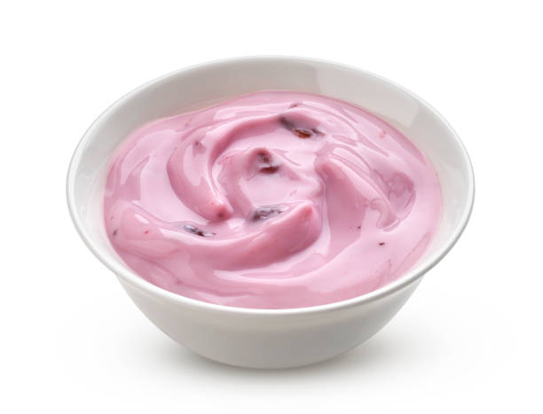 istock Blueberry yogurt isolated on white background 1223592749