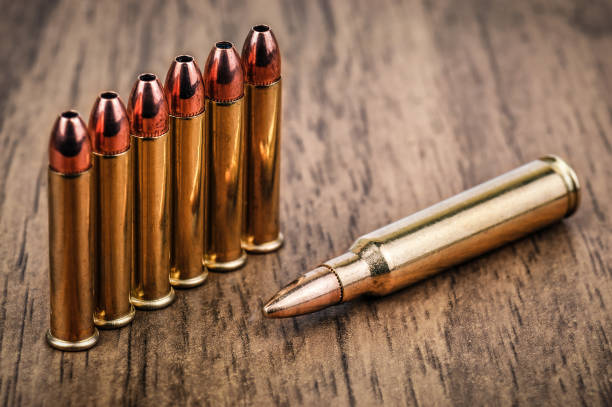 istock cartridges of different caliber on wooden background 1223592894