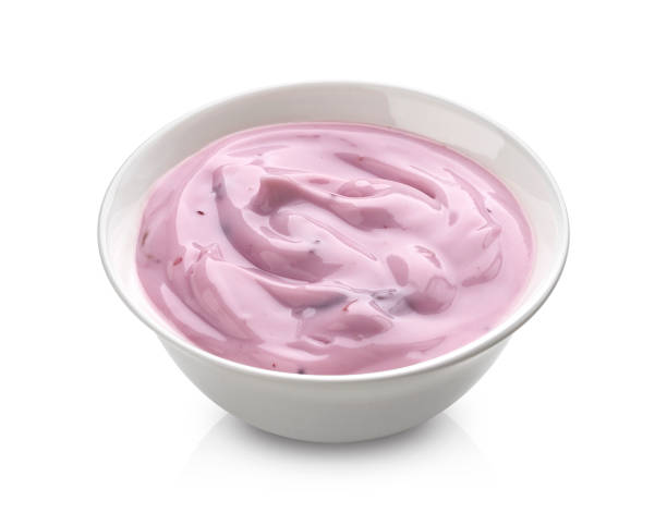 istock Blueberry yogurt isolated on white background 1223594537