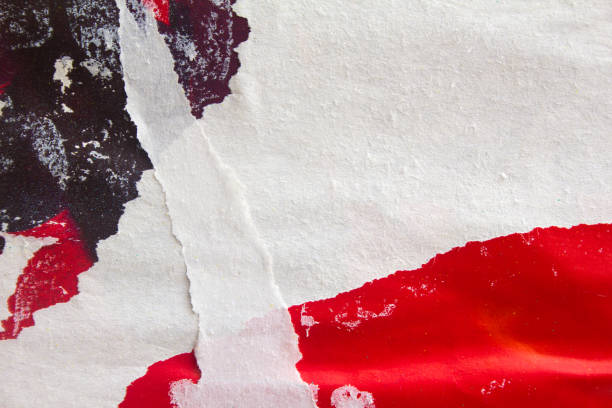 istock White and red torn and crumpled paper posters texture background. 1223595466