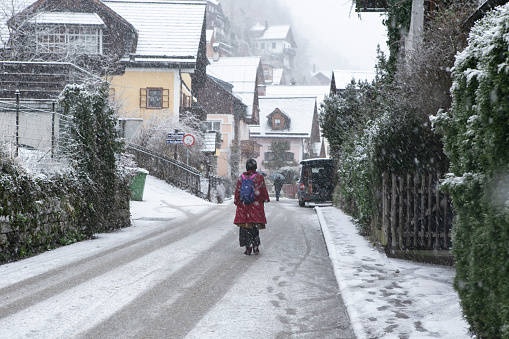 asian hijab traveler enjoy the winter season