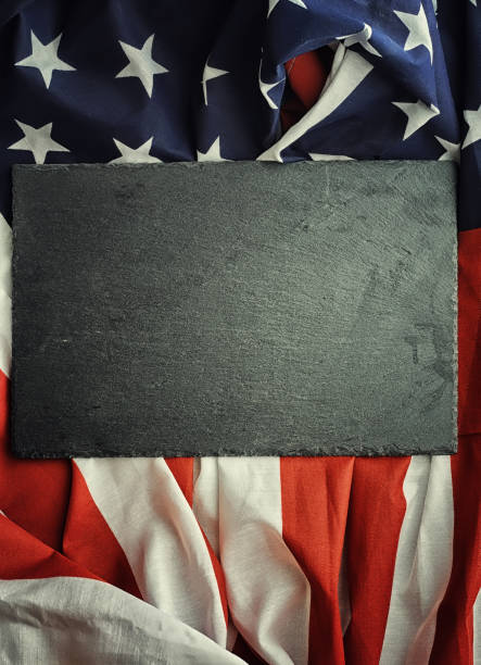 istock American flag on a black background. Space for text. 1223598323