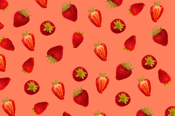istock Composition with delicious ripe strawberries on pink background. Strawberries pattern isolated 1223603116