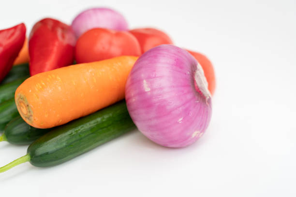 Closeup of sliced leek and carrot