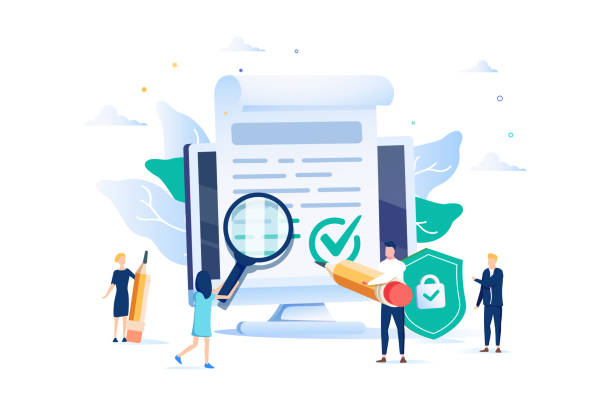 unterzeichnung von geschäftsverträgen. unternehmensdokument. überprüfung der vereinbarung. datenschutz. allgemeine geschäftsbedingungen, datenschutzerklärung - data governance stock-grafiken, -clipart, -cartoons und -symbole
