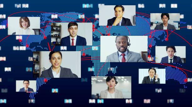 istock Global communication network concept. Video conference. Telemeeting. Flash news. 1223605624