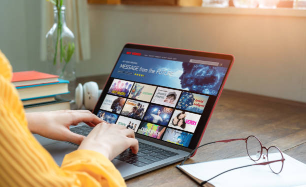 istock Interface of video distribution service. Subscription service. Streaming video. communication network. 1223605783