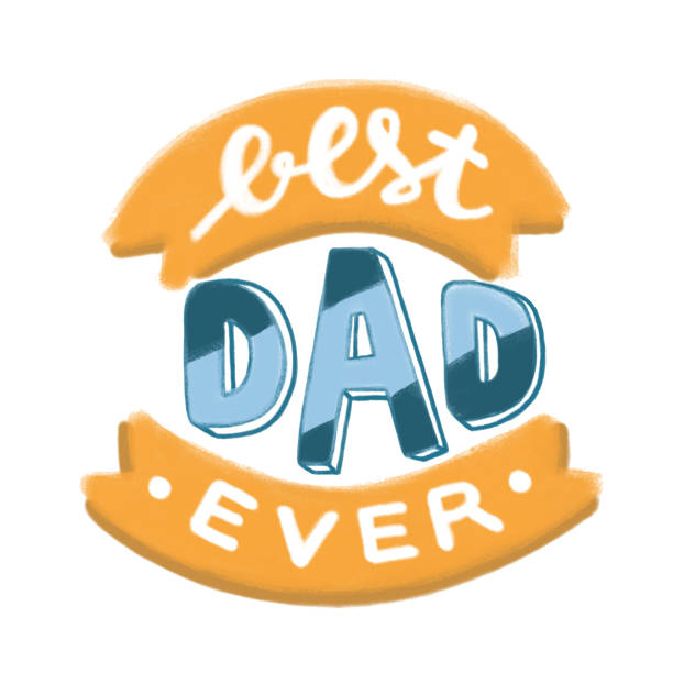 istock Colorful, textured hand drawing lettering - BEST DAD EVER. Digital illustration for greeting cards, fathers day posters, postcards, banners, prints on clothes. Yellow ribbons. 1223608728