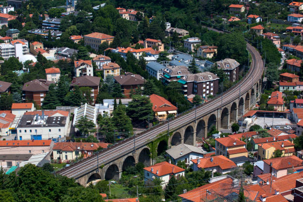 istock Top view of the railroad bridge in Trieste 1223610145