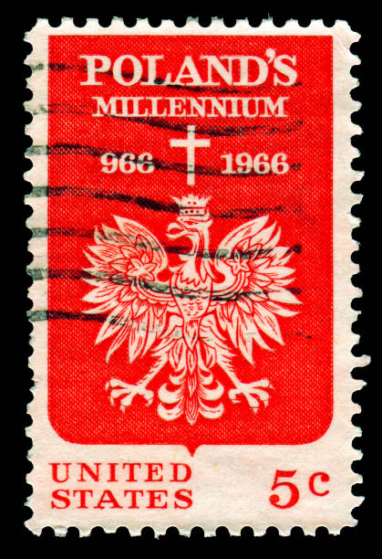 francobollo usa: mostra il millennium 966-1966 della polonia - president postage stamp profile usa foto e immagini stock