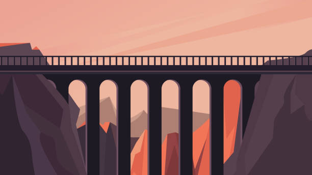 협곡 을 통해 다리. - railway bridge stock illustrations