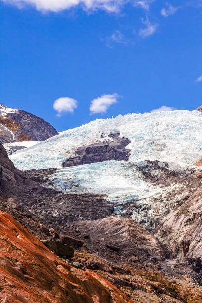 岩、氷と空。ニュージーランドのフランツ・ジョセフ氷河の風景 - falling glacier snow alp ストックフォトと画像