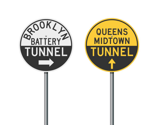 illustrations, cliparts, dessins animés et icônes de enseignes routières de brooklyn et queens tunnels - brooklyn sign new york city queens