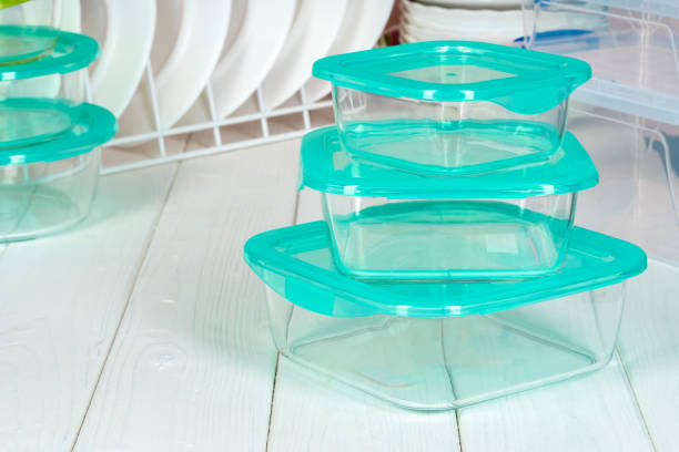 istock Clean kitchen with various plates and food boxes 1223622315