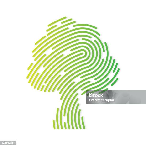 Green Tree Filled With Fingerprint Pattern Stock Illustration ...
