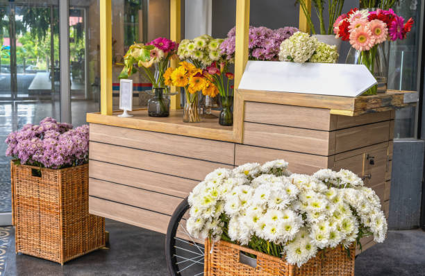 istock Fresh flower shop with cart 1223624523