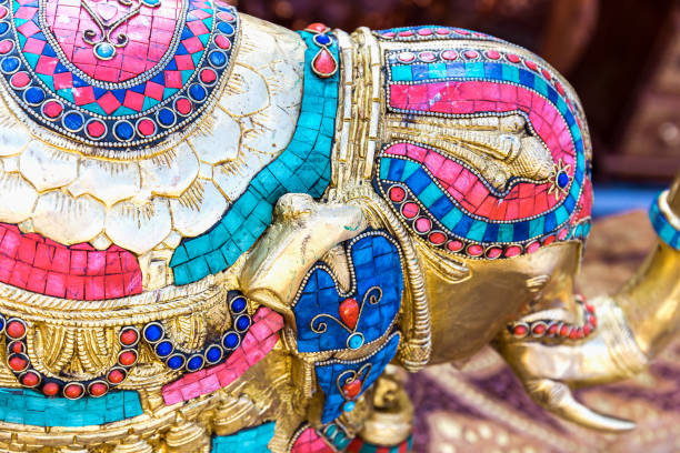 istock Decorated with colorful ornaments, the elephant statue. 1223627606
