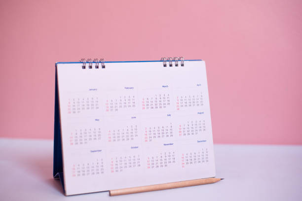istock Close up calendar on pink background in planning concept. 1223627699