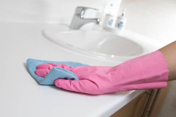 istock cleaning the bathroom counter 1223631188