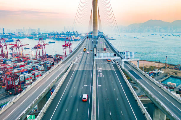istock Drone view of Hong Kong Stonecutters' Bridge 1223632626