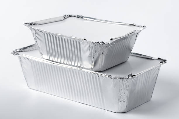 istock Foil food box with takeaway meal on white background 1223634051