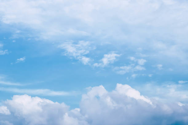 istock Bright blue sky with fluffy white clouds. Clearing day and Good weather. Blue sky background. 1223635982
