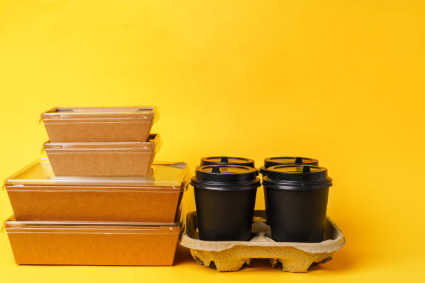 istock Takeaway food concept. Some packed food in container with coffee cup 1223636665