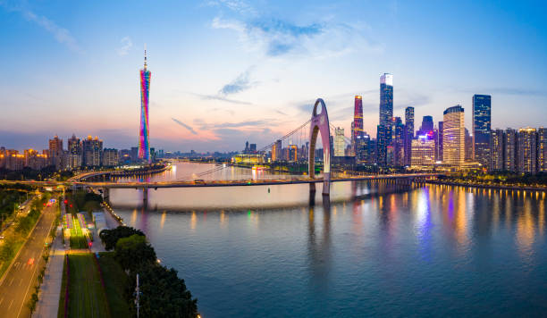 istock Guangzhou skyline in the evening 1223639577