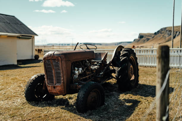 istock Old tractor abandoned in backyard of Icelandic farm 1223647877