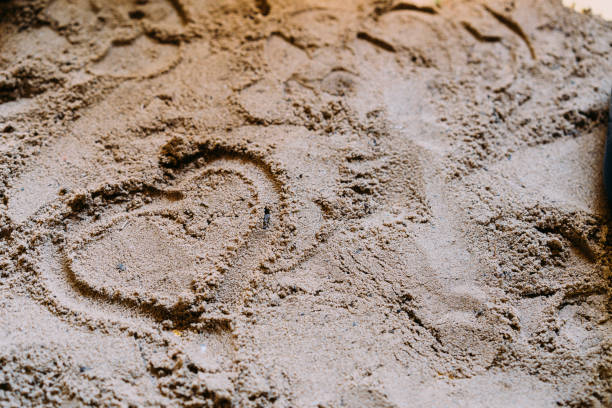 istock Heart painted on the sand 1223650290