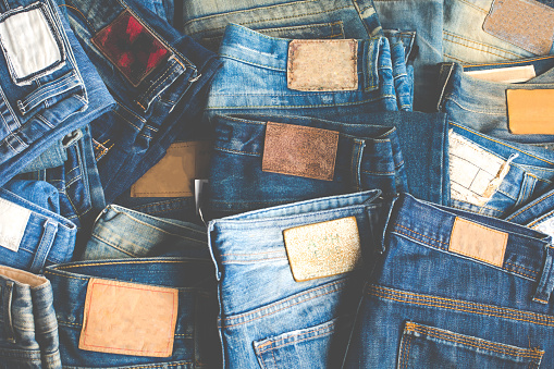 Bandera de textura de jeans denim azul con espacio de copia para el fondo de diseño de texto. Textura de moda denim de lona photo