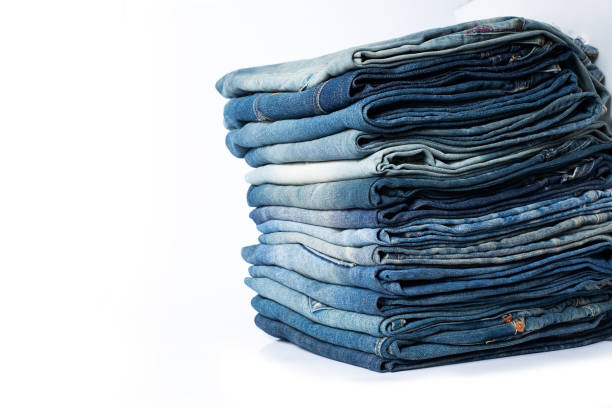 istock Blue denim jeans texture banner with copy space for text design background. Canvas denim fashion texture 1223650600