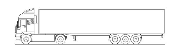 illustrations, cliparts, dessins animés et icônes de camion à contour de vecteur, camion, avec semi-remorque, vue latérale. modèle blanc blanc pour camion, semi-remorque pour la publicité, pour le livre de coloriage. transport de marchandises. illustration de vecteur plat moderne isolée. - vehicle trailer trucking white outline