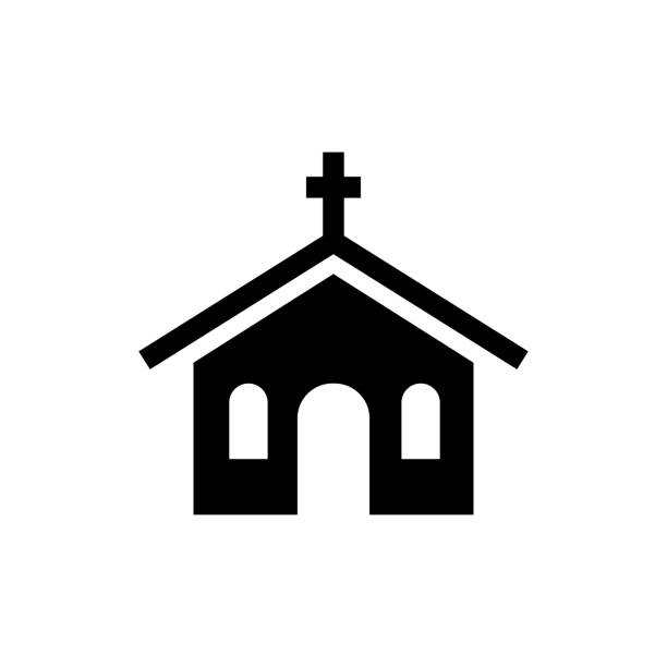 illustrations, cliparts, dessins animés et icônes de icône d’église modèle plat modèle à la mode - église