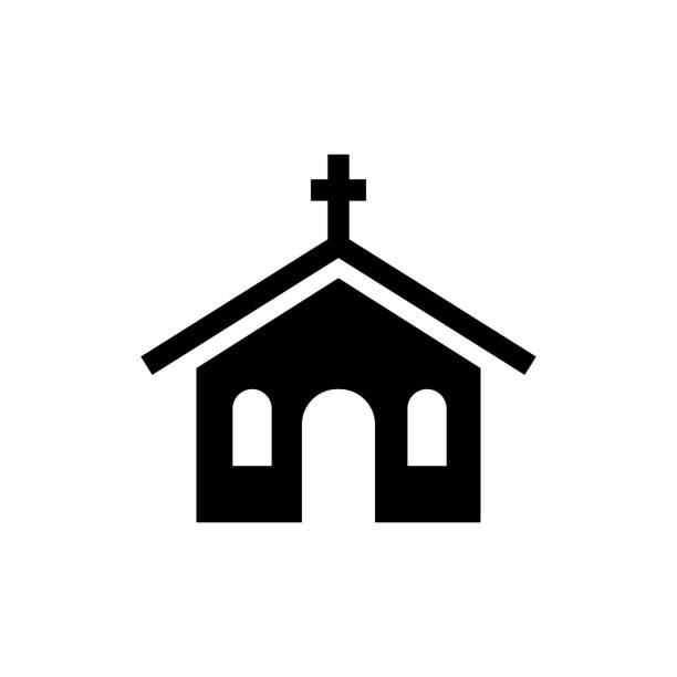 ikona kościoła płaski szablon wektorowy projekt modny - church chapel symbol computer icon stock illustrations