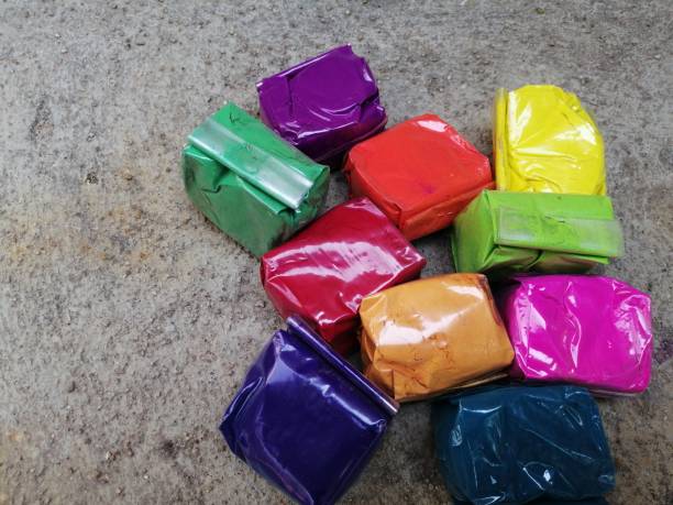 istock Set of color powder packets of multicolor 1223653470